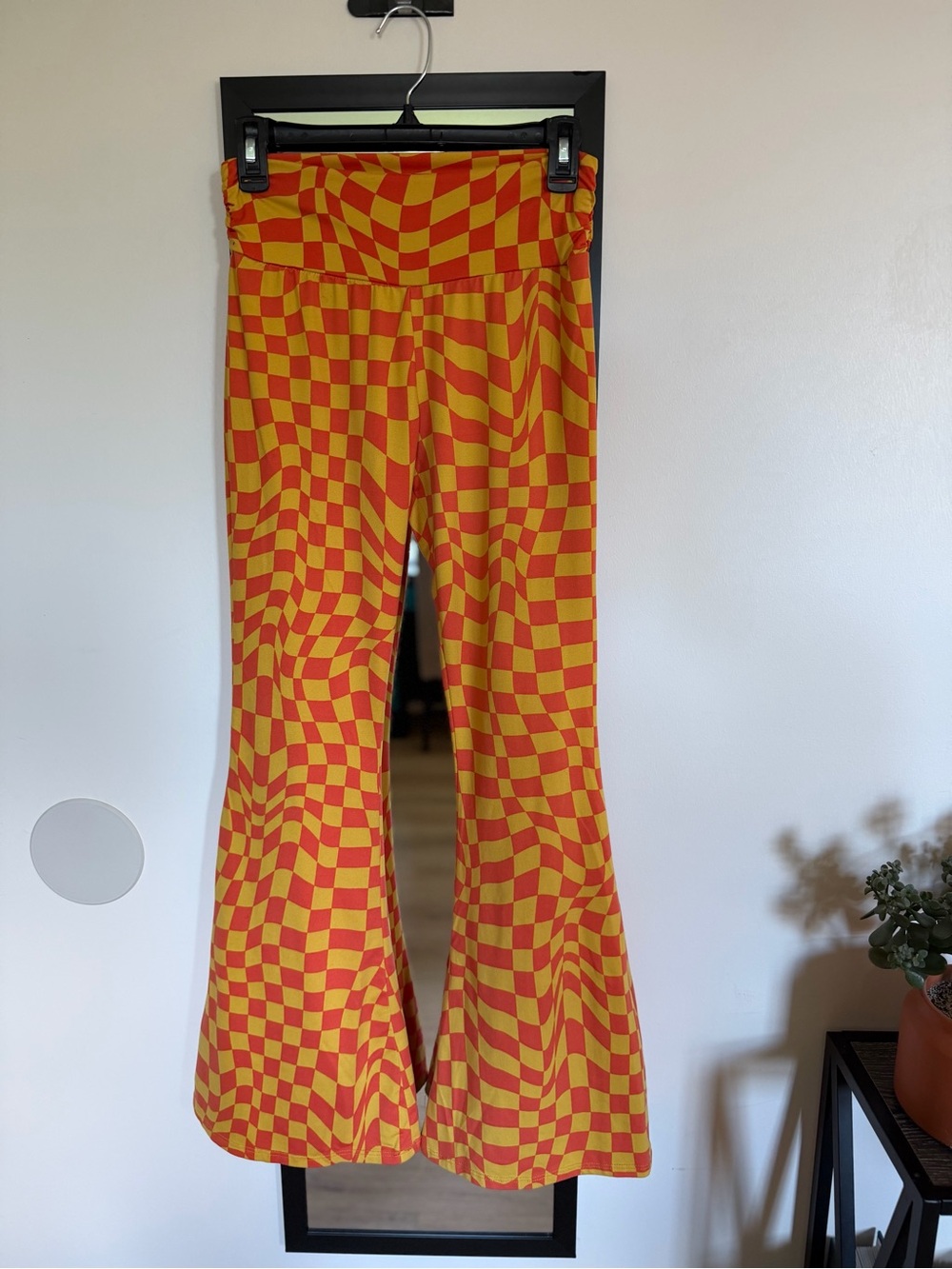 EARTHBOUND Yellow & Orange Checker Flare Pants